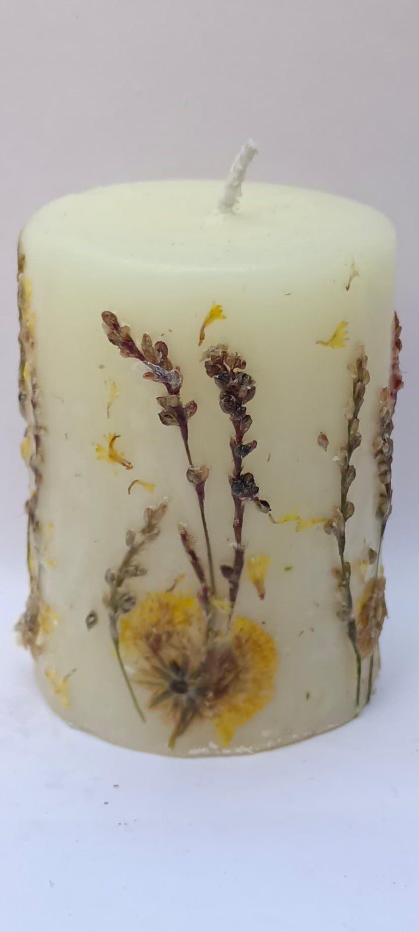 Flower Infused Pillar Candle (3"x3") by The Ajambari Tales