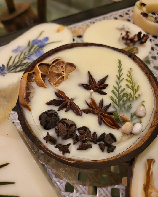 Coconut Shell Soy Wax Candle by The Ajambari Tales