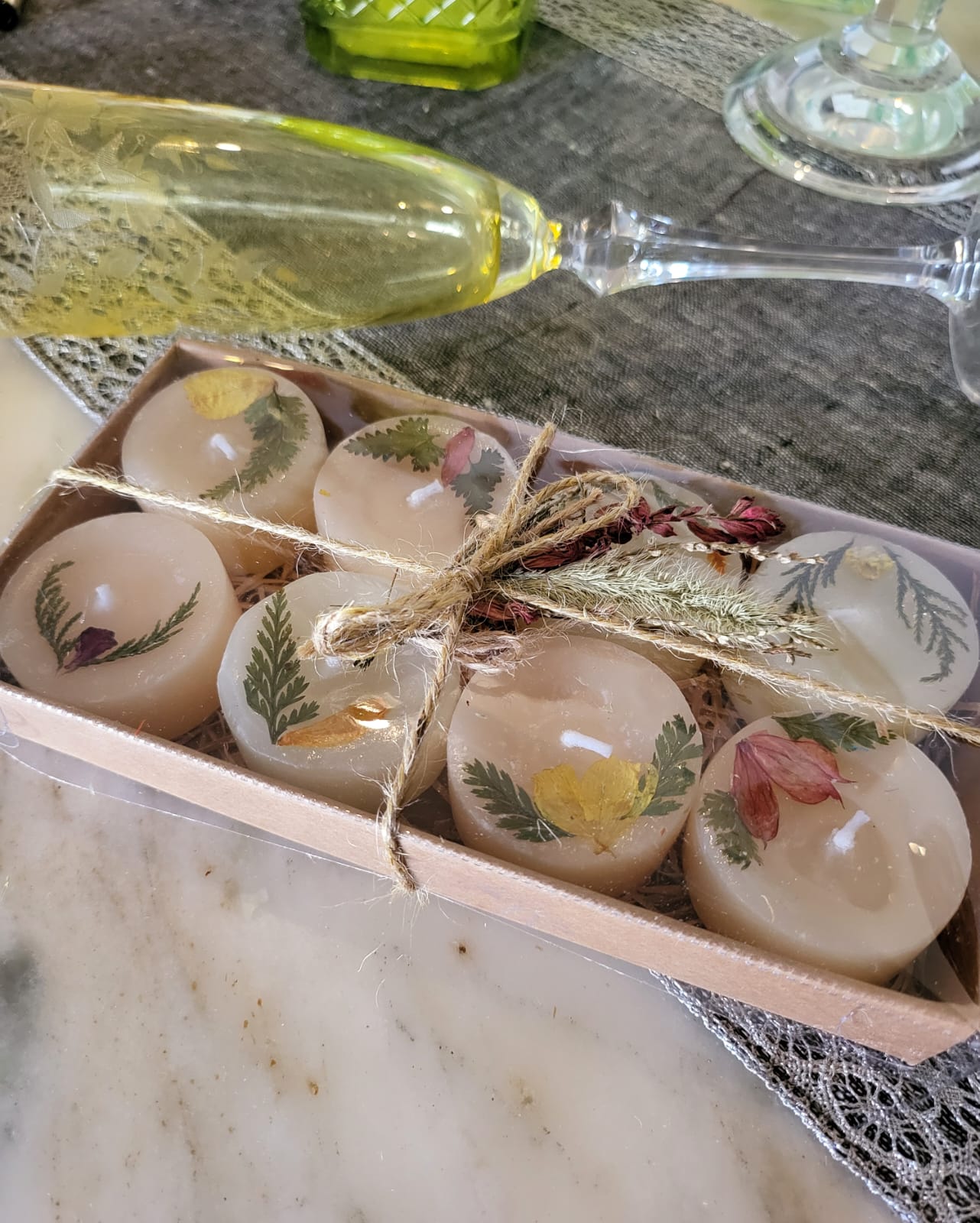 Flower-Infused Big Tea Lights – Perfumed (Pack of 8) by The Ajambari Tales