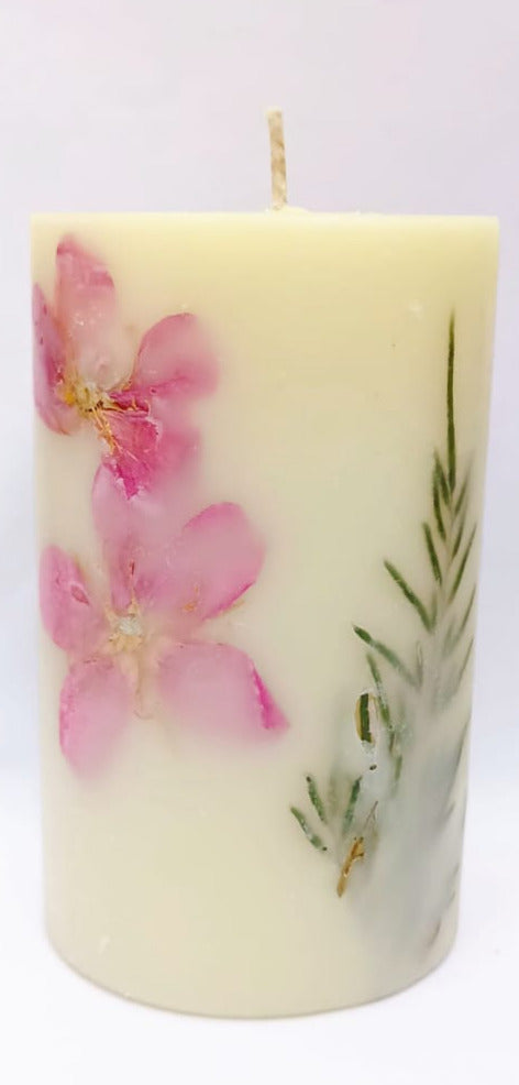 Flower Infused Pillar Candle (5"x3")  by The Ajambari Tales